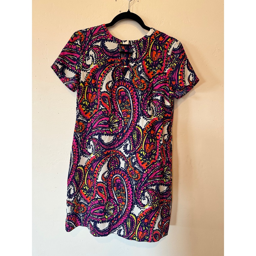 Mod Alice + Trixie Silk Shift Dress Women S Multi Paisley Excellent Neck